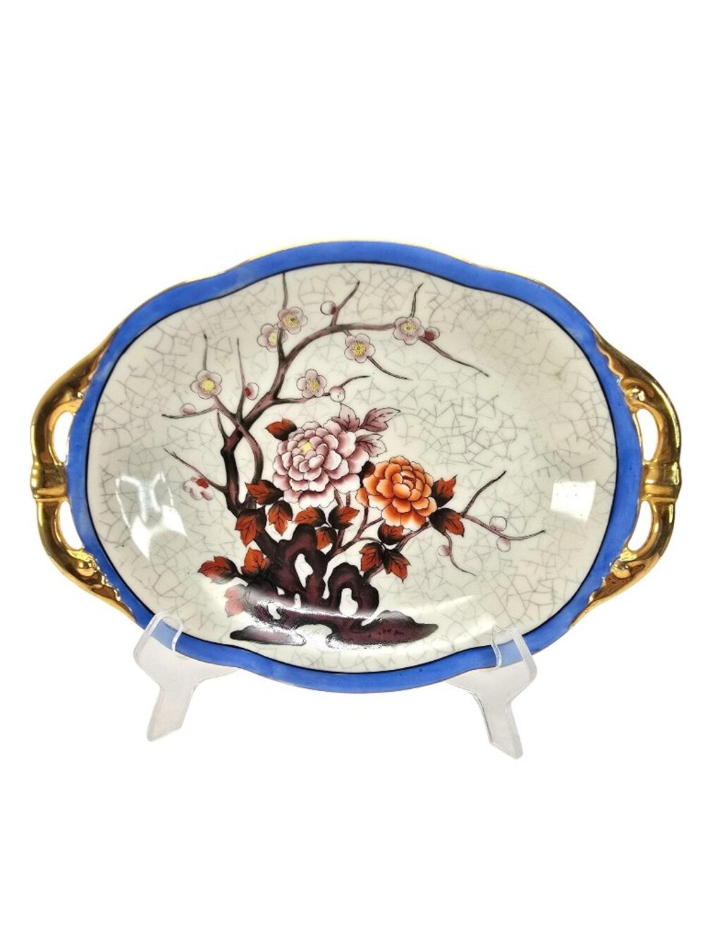 Noritake Morimura Oval Plate Hand Painted Porcelain Tray Floral Design JE296